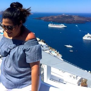 BLUE OFF THE SHOULDER SHIRT-3X